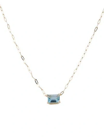 Pre-owned Necklace 14k Aquamarine Pendant , 18.25" In Multi