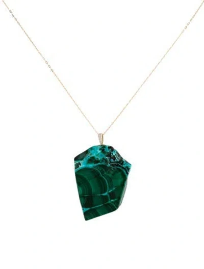 Pre-owned Necklace 14k Azurmalachite & Diamond Pendant , 18" In Multi