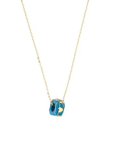 Pre-owned Necklace 14k Bead Pendant , 21.75" In Blue