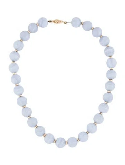 Pre-owned Necklace 14k Blue Lace Agate Beaded , 16" In Multi