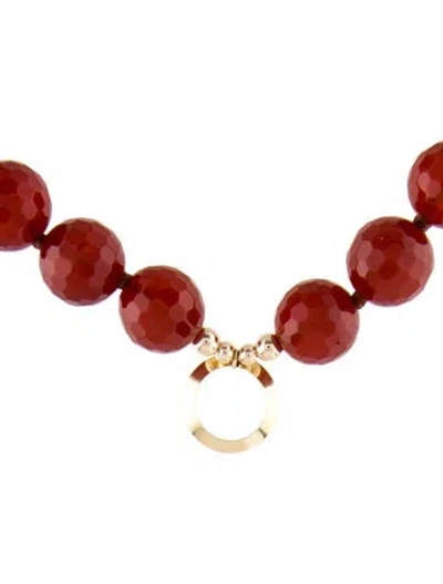 Pre-owned Necklace 14k Carnelian Bead Pendant , 19" In Multi