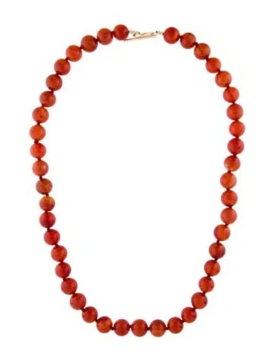 Pre-owned Necklace 14k Carnelian Bead Toggle , 24" In Multi