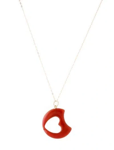 Pre-owned Necklace 14k Carnelian Heart Pendant , 18" In Multi