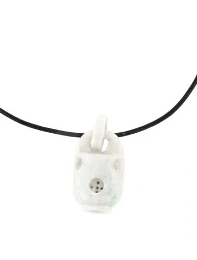 Pre-owned Necklace 14k Carved Dyed Jadeite Urn Pendant , 16" In Multi