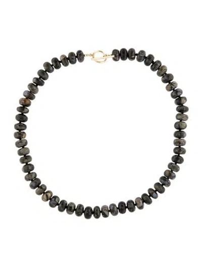 Pre-owned Necklace 14k Chalcedony & Feldspar Bead Strand , 20" In Multi
