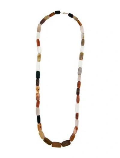 Pre-owned Necklace 14k Chalcedony Bead Strand , 37.75" In Multi