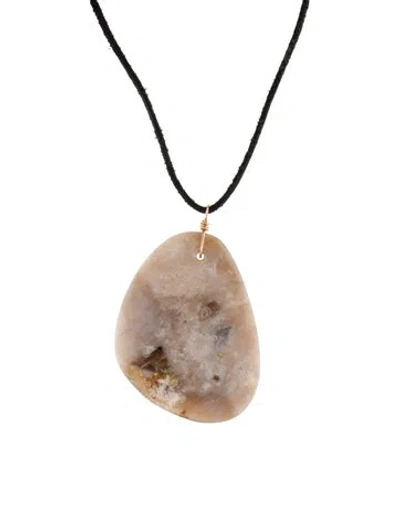 Pre-owned Necklace 14k Chalcedony Opal Pendant , 19.5" In Multi