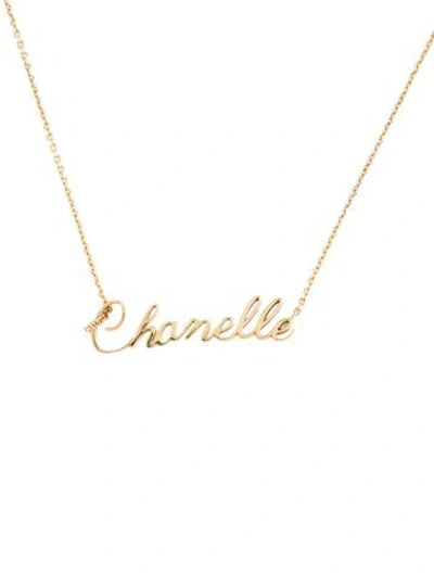 Pre-owned Necklace 14k 'chanelle' Script Pendant , 16.5" In Multi