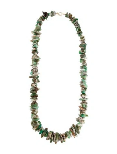 Pre-owned Necklace 14k Chrysoprase Bead , 38" In Multi