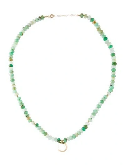 Pre-owned Necklace 14k Chrysoprase Bead Strand Pendant , 19" In Multi