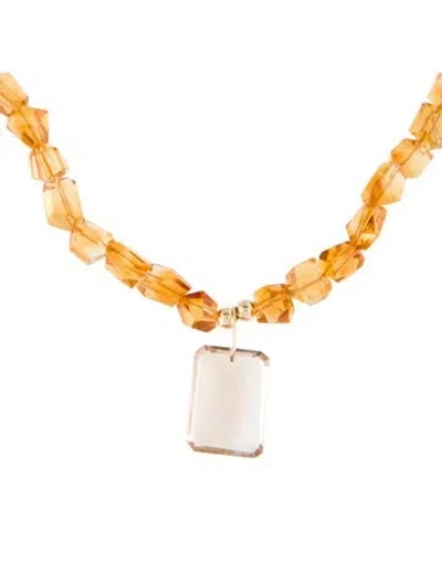Pre-owned Necklace 14k Citrine & Ametrine Bead Pendant , 16.5" In Multi
