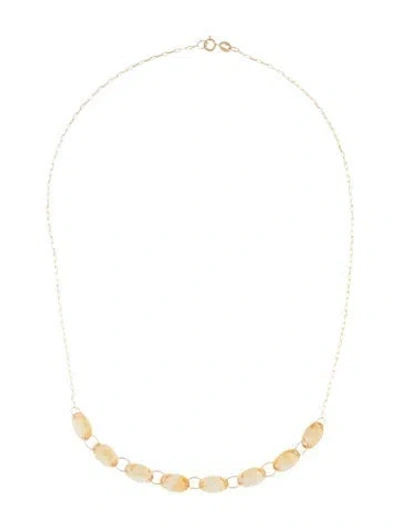 Pre-owned Necklace 14k Citrine Bead Station , 16" In Multi