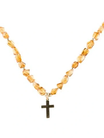 Pre-owned Necklace 14k Citrine Bead Strand Pendant , 19" In Multi