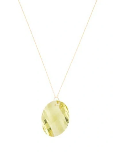 Pre-owned Necklace 14k Citrine Pendant , 18.75" In Multi