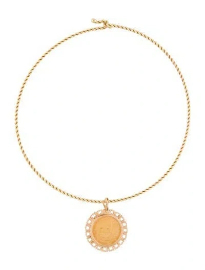 Pre-owned Necklace 14k Coin Pendant , 15" In Multi