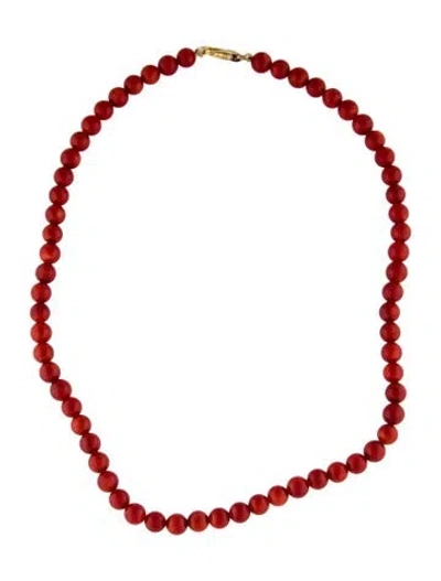 Pre-owned Necklace 14k Coral Bead Strand , 17" In Multi