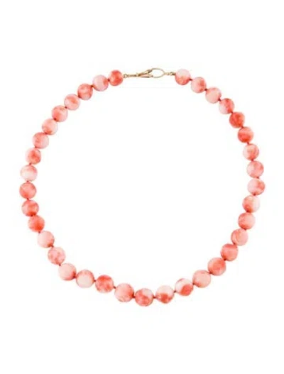 Pre-owned Necklace 14k Coral Bead Strand , 18" In Multi