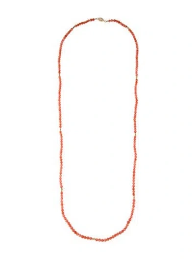 Pre-owned Necklace 14k Coral Bead Strand , 33.5" In Multi