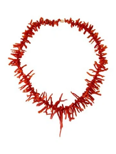 Pre-owned Necklace 14k Coral Branch Collar , 16" In Multi