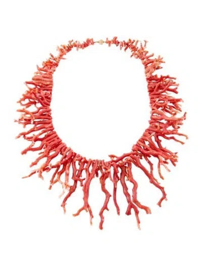 Pre-owned Necklace 14k Coral Branch Collar , 24" In Multi