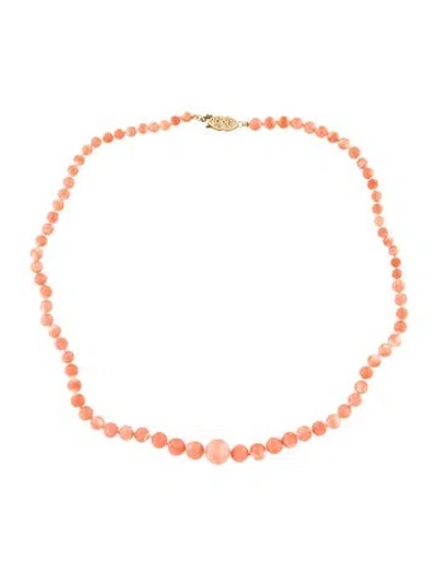 Pre-owned Necklace 14k Coral Graduated Bead Strand , 17" In Multi