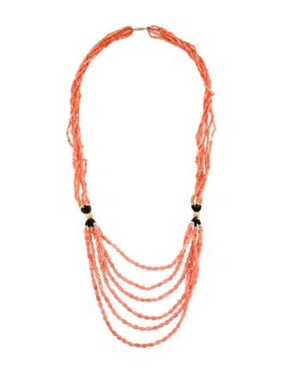 Pre-owned Necklace 14k Coral Multi-strand Bead , 25.75"