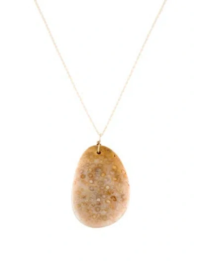 Pre-owned Necklace 14k Coral Pendant , 2.25" In Multi