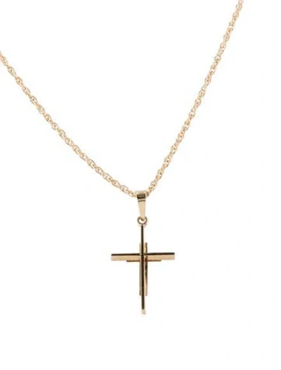 Pre-owned Necklace 14k Cross Pendant , 16" In Multi