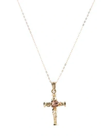 Pre-owned Necklace 14k Cross Pendant , 18" In Multi