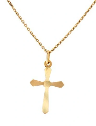 Pre-owned Necklace 14k Cross Pendant  In Multi