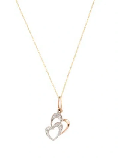 Pre-owned Necklace 14k Cubic Zirconia Heart Pendant, 18" In Multi