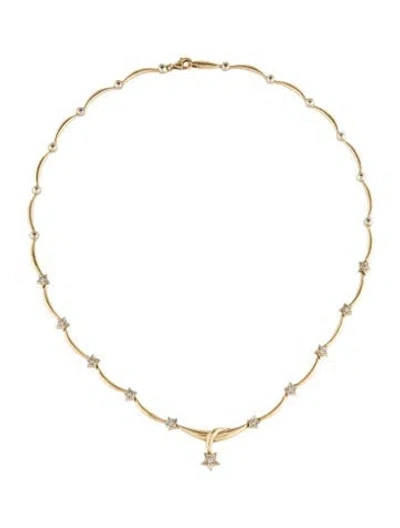 Pre-owned Necklace 14k Cubic Zirconia Pendant , 17" In Transparent
