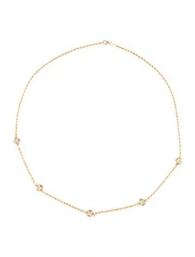 Pre-owned Necklace 14k Cubic Zirconia, Synthetic Spinel & Citrine Station , 19.75" In Multi