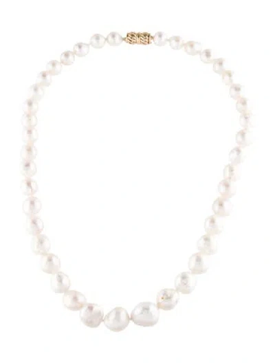 Pre-owned Necklace 14k Cultured Pearl Strand , 22.5" In Multi