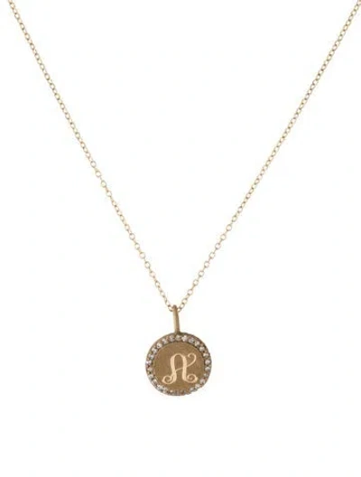 Pre-owned Necklace 14k Diamond 'a' Pendant , 16" In Multi