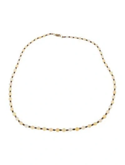 Pre-owned Necklace 14k Diamond & Opal Bead Strand , 18.5" In Multi