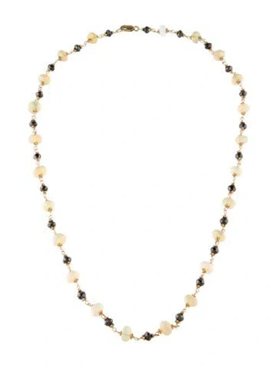 Pre-owned Necklace 14k Diamond & Opal Bead Strand , 18.75" In Multi