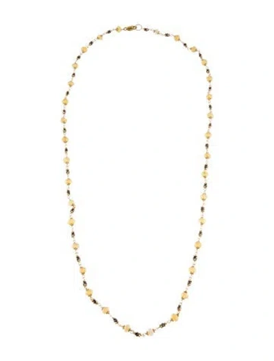 Pre-owned Necklace 14k Diamond & Opal Bead Strand , 23" In Multi