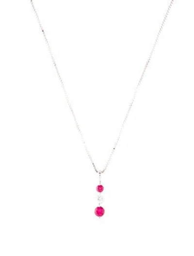 Pre-owned Necklace 14k Diamond & Ruby Pendant , 18" In Multi