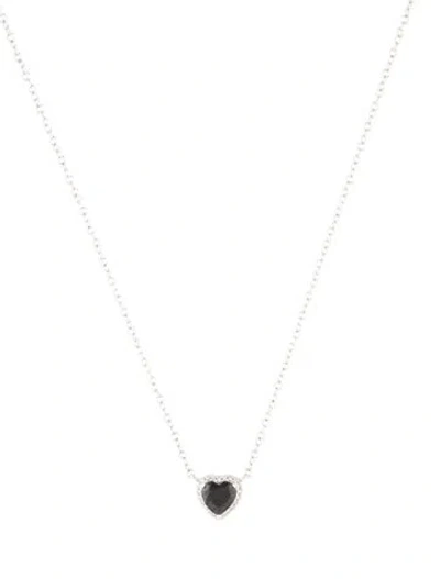 Pre-owned Necklace 14k Diamond & Sapphire Heart Pendant , 18" In Multi