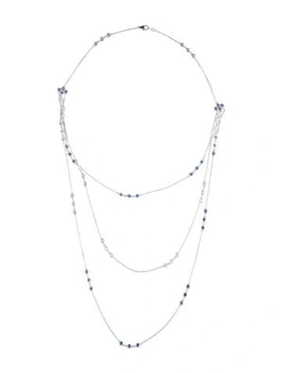 Pre-owned Necklace 14k Diamond & Sapphire Mutistand , 17.75" In Multi