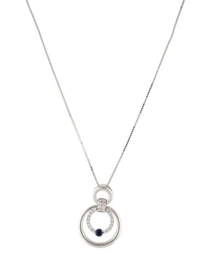 Pre-owned Necklace 14k Diamond & Sapphire Pendant , 18" In Multi