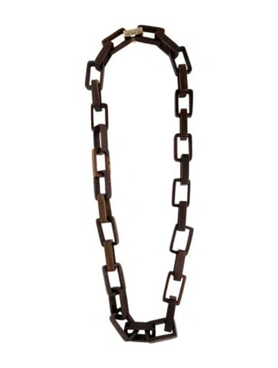 Pre-owned Necklace 14k Diamond & Wood Chain , 39.5" In Brown