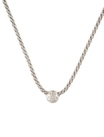 Pre-owned Necklace 14k Diamond Ball Slide Pendant, 18" In Multi