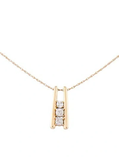 Pre-owned Necklace 14k Diamond Bar Pendant , 16.5" In Multi