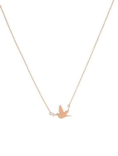 Pre-owned Necklace 14k Diamond Bird Pendant , 16.75" In Multi