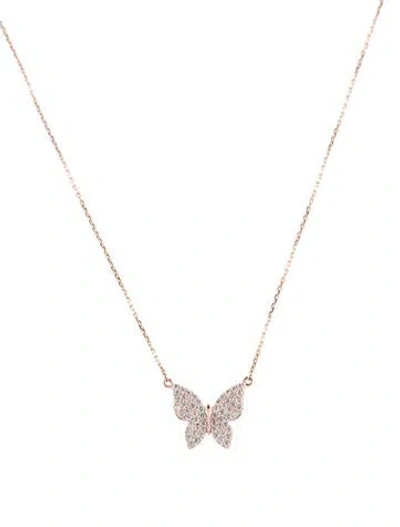Pre-owned Necklace 14k Diamond Butterfly Pendant , 17" In Multi