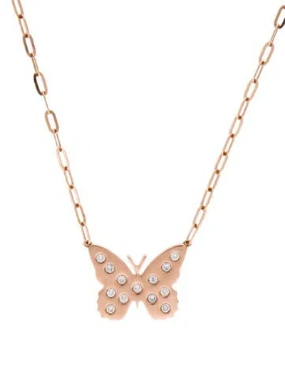 Pre-owned Necklace 14k Diamond Butterfly Pendant , 18" In Multi