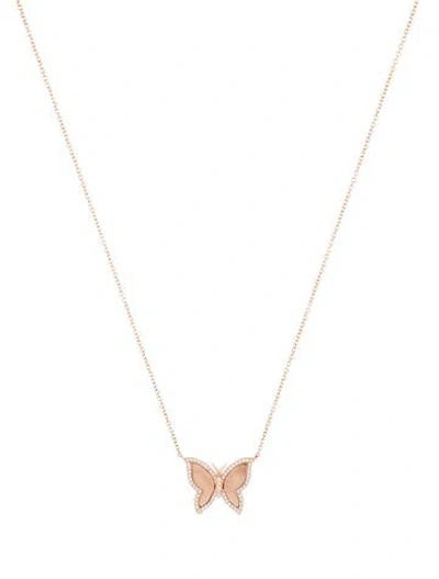 Pre-owned Necklace 14k Diamond Butterfly Pendant , 18" In Multi