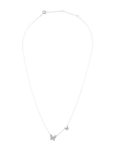 Pre-owned Necklace 14k Diamond Butterfly Pendant , 18" In Multi